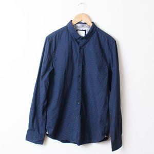 Denim & Flower Button Down Shirt Mens Large Blue Ricky Singh